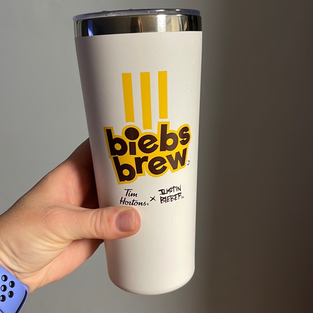 Justin Bieber Biebs Brew Tim Hortons Coffee travel cup